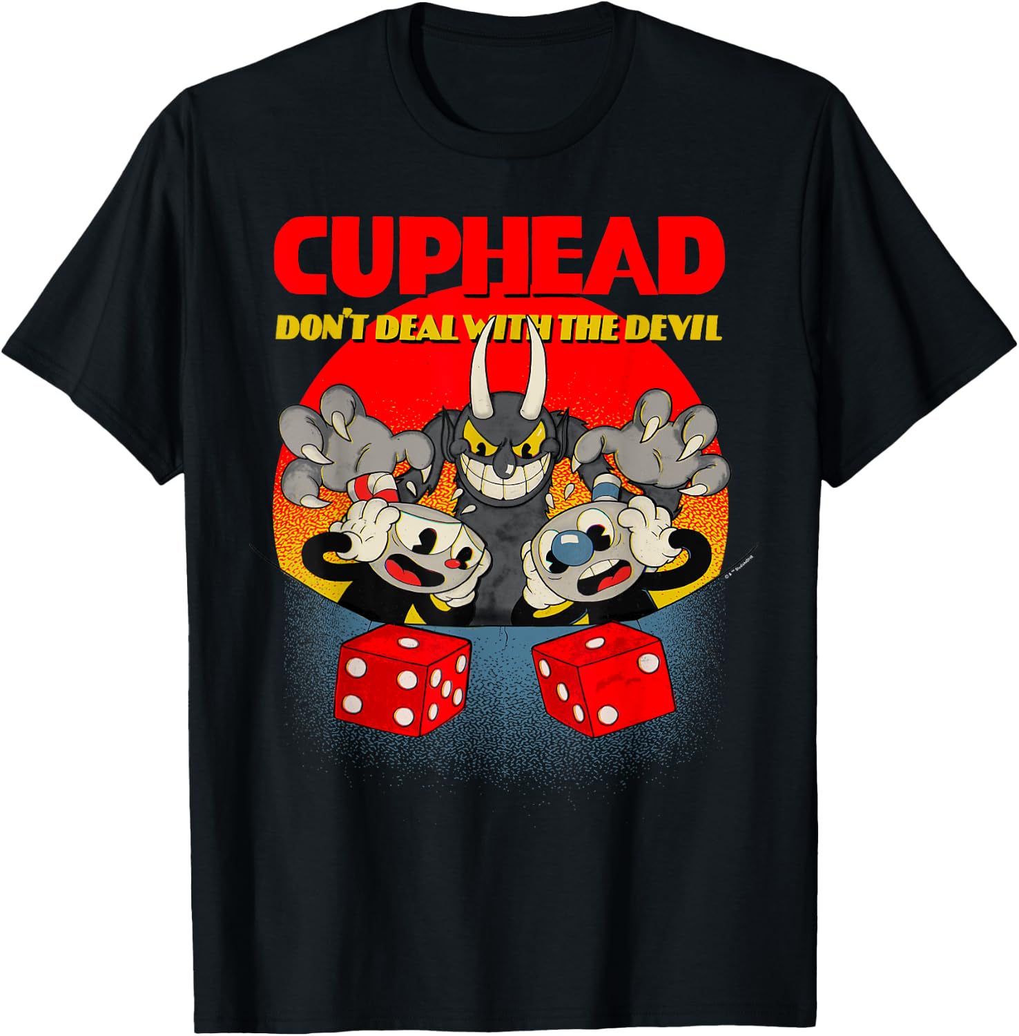 Cuphead And Mugman Devil's Dice Video Game T-Shirt - T-Shirt | Black