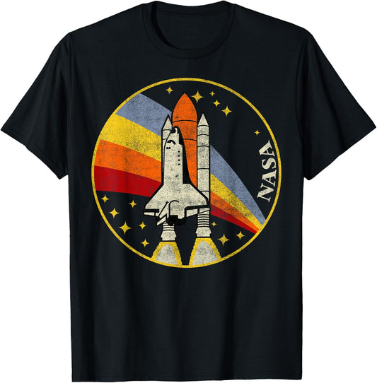 NASA Shuttle Launch Into Rainbow T-Shirt - T-Shirt | Black