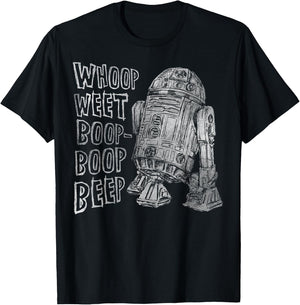 Star Wars Classic R2-D2 Droid Outline Words of Wisdom T-Shirt - T-Shirt | Black