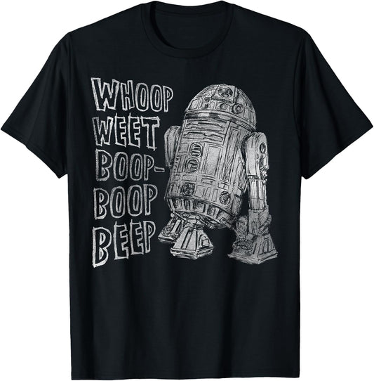 Star Wars Classic R2-D2 Droid Outline Words of Wisdom T-Shirt - T-Shirt | Black
