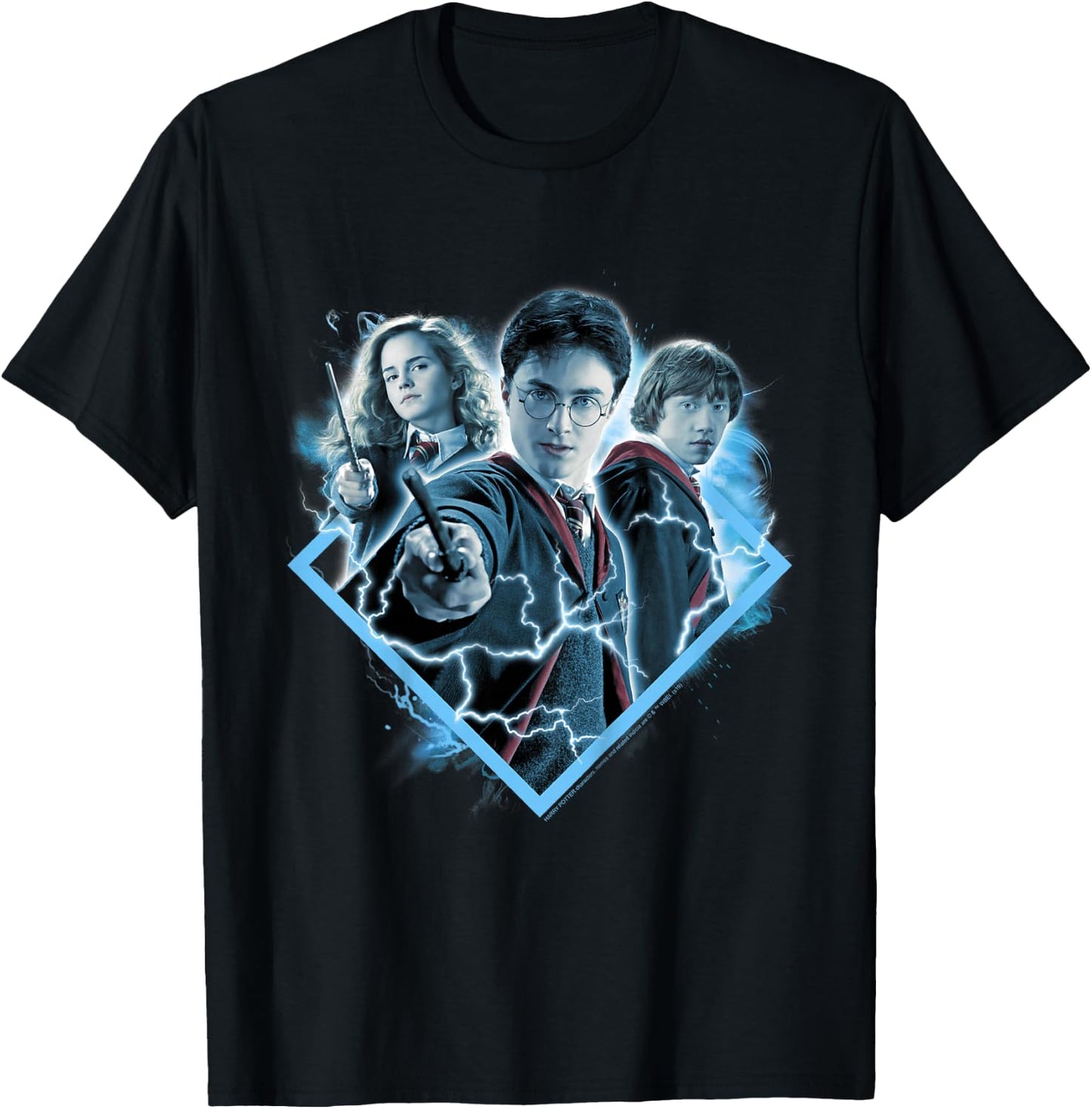 Kids Harry Potter Harry Ron and Hermione Lightning Portrait T-Shirt - T-Shirt | Black