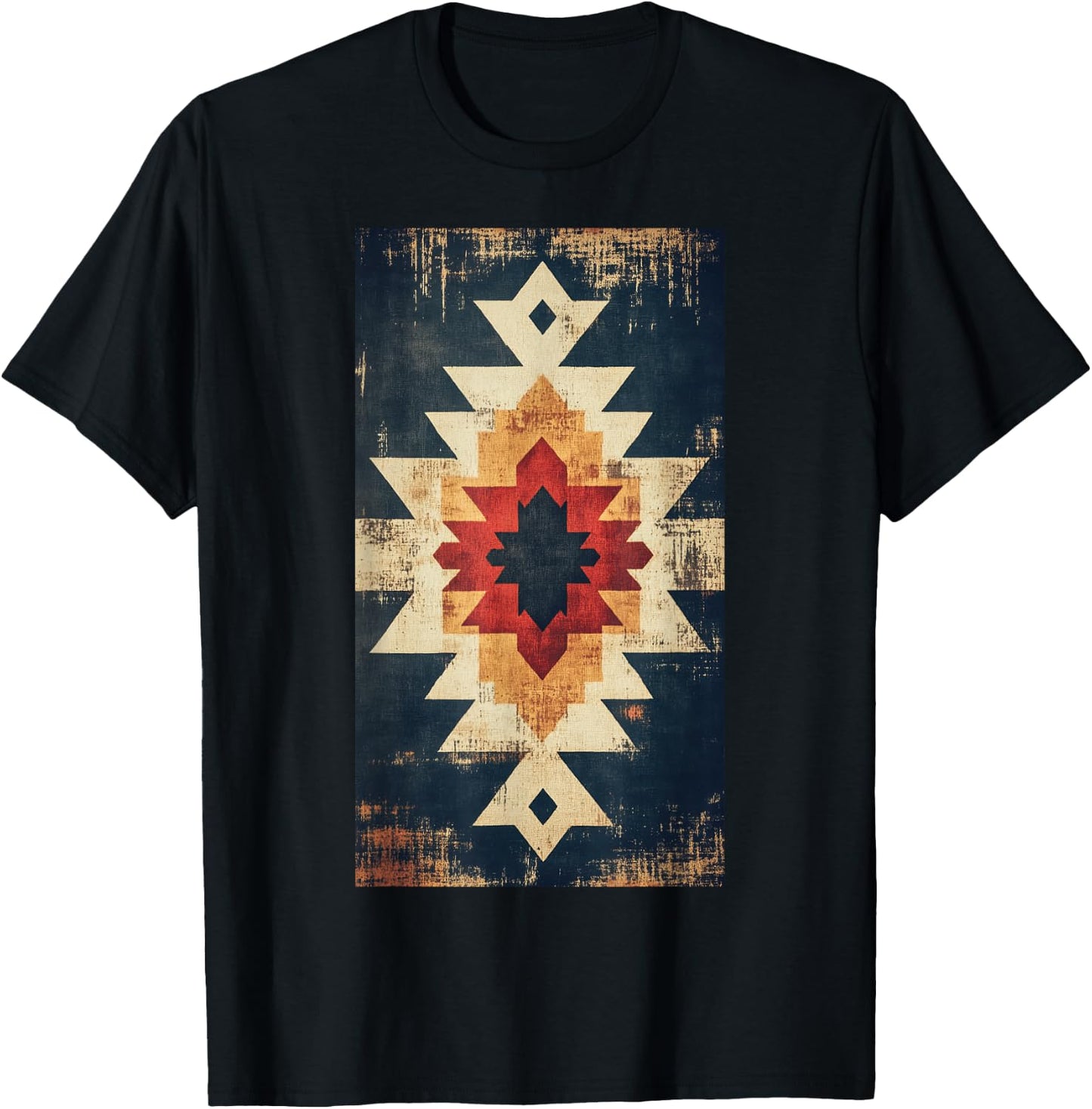 Retro Geometric Native Vintage Bohemian Ethnic T-Shirt - T-Shirt | Black
