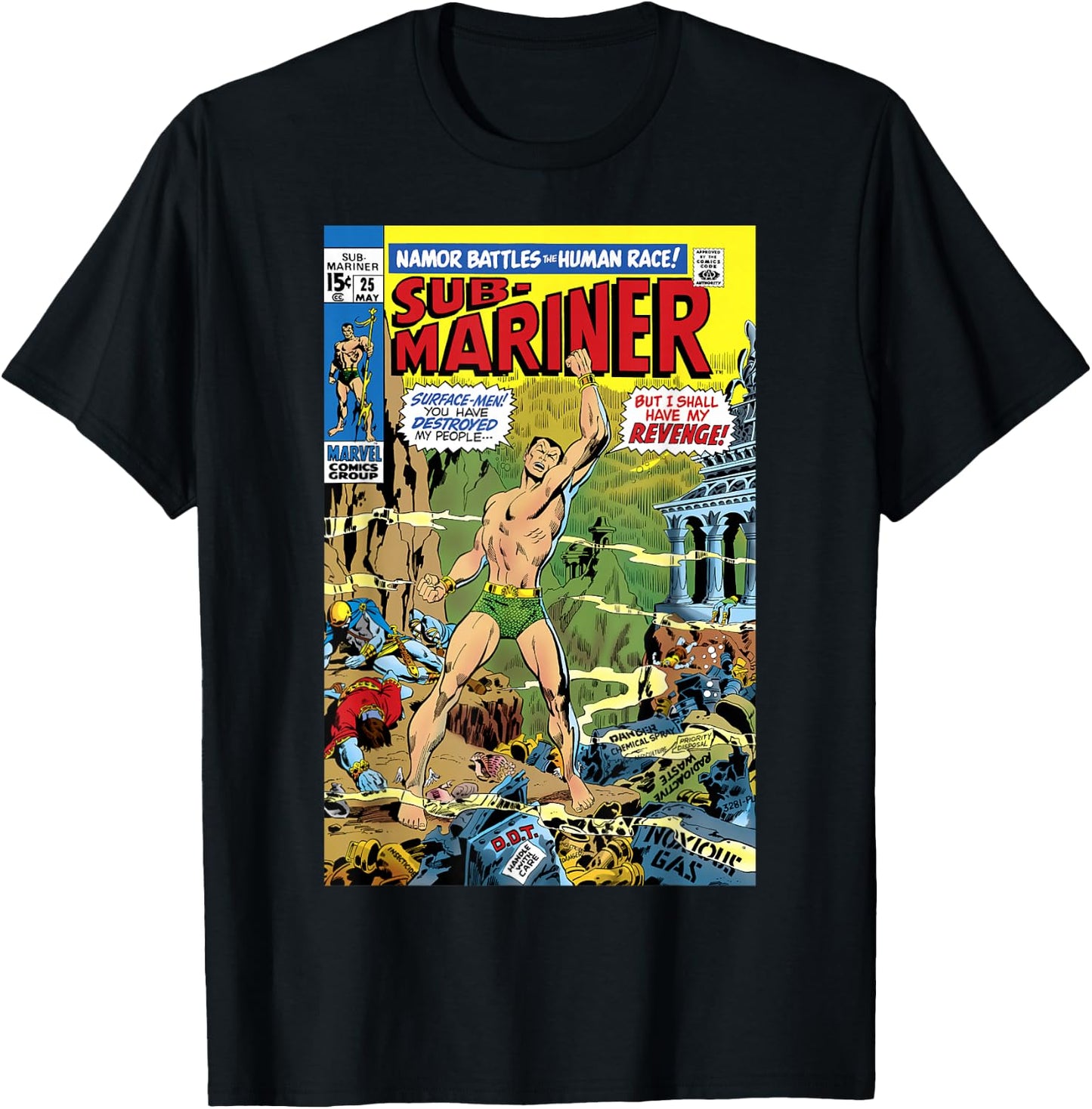 Marvel Namor The Sub-Mariner Battles The Human Race Comic T-Shirt - T-Shirt | Black