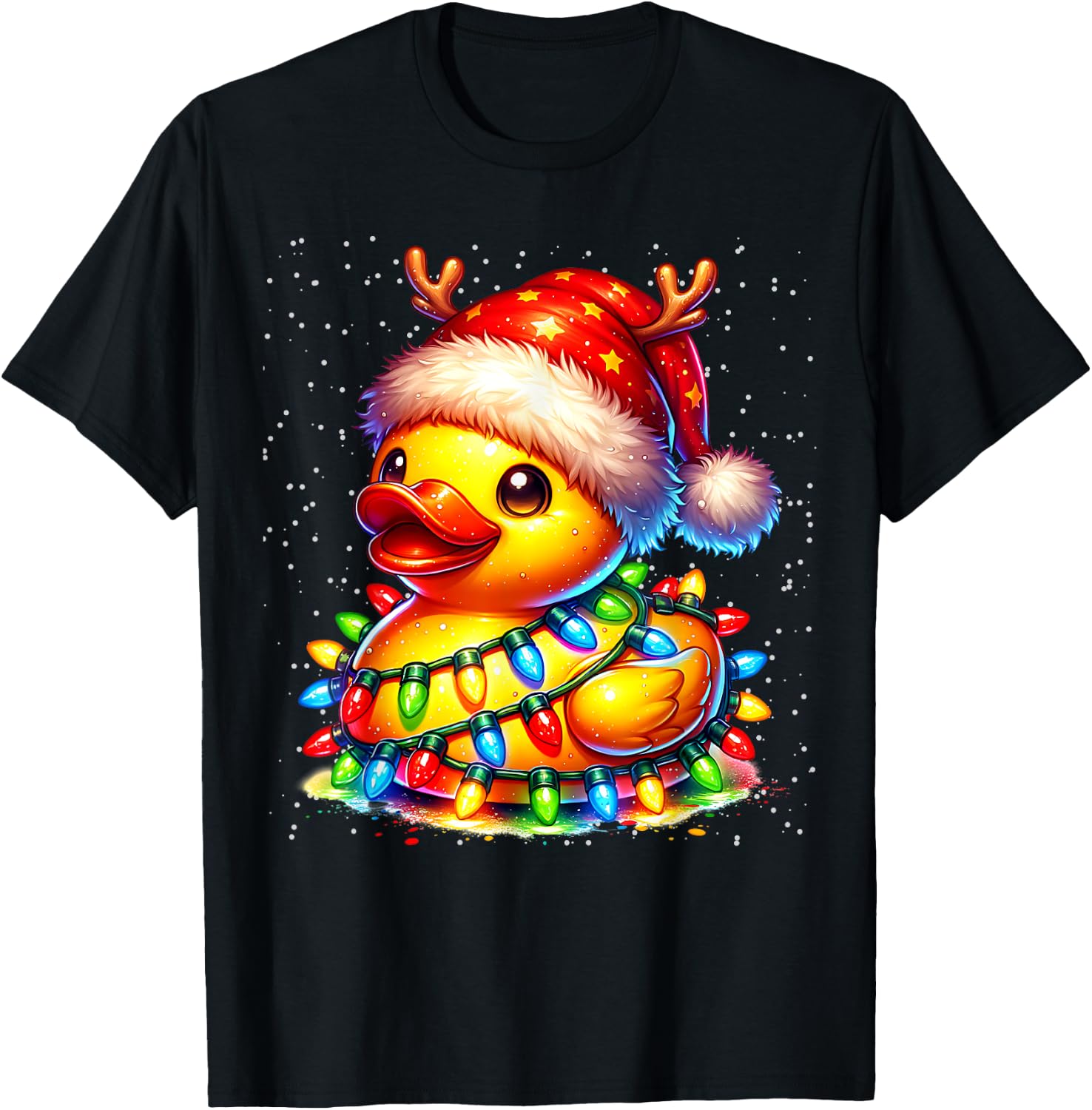 Rubber Duck Squad Christmas Light Reindeer Crew Xmas Pajama T-Shirt - T-Shirt | Black