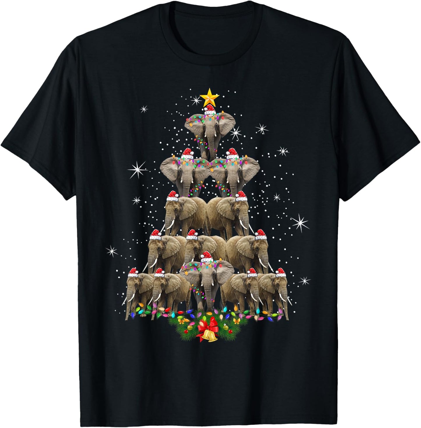 Elephant Christmas Men Women Elephant Lover T-Shirt - T-Shirt | Black