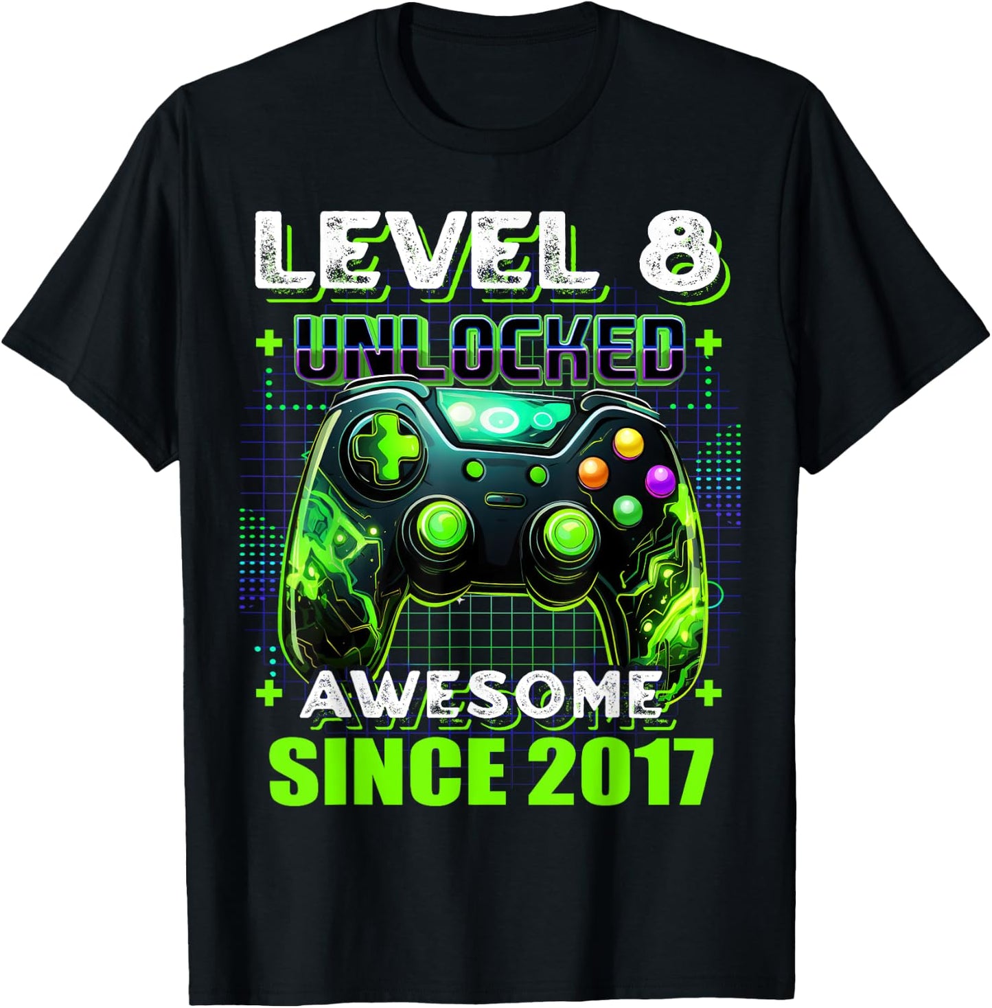 8th Birthday Boy Level 8 Gamer 8 Year Video Game Party T-Shirt - T-Shirt | Black