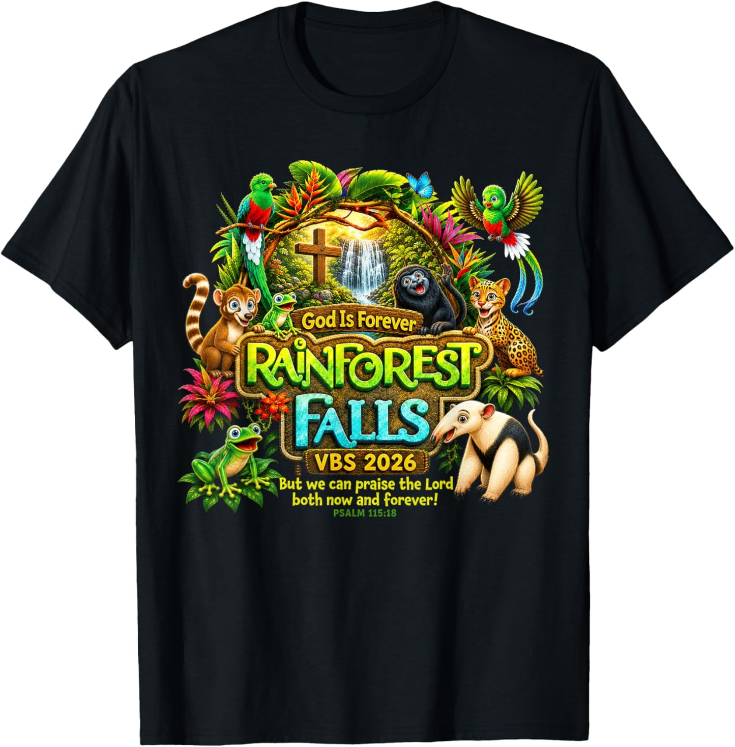 Rainforest-Falls Exploring The Nature God VBS 2026 Kids T-Shirt - T-Shirt | Black