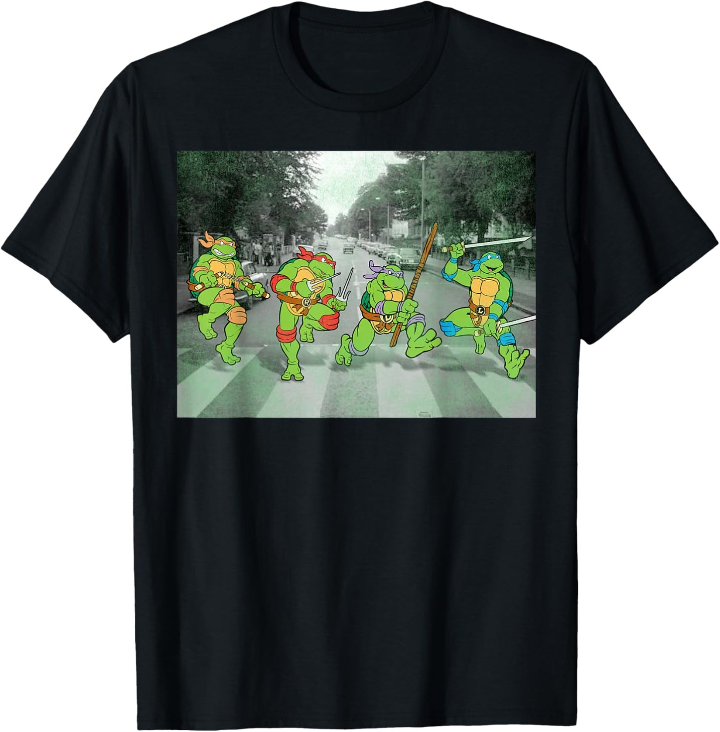Teenage Mutant Ninja Turtles Road Crossing Parody T-Shirt - T-Shirt | Black