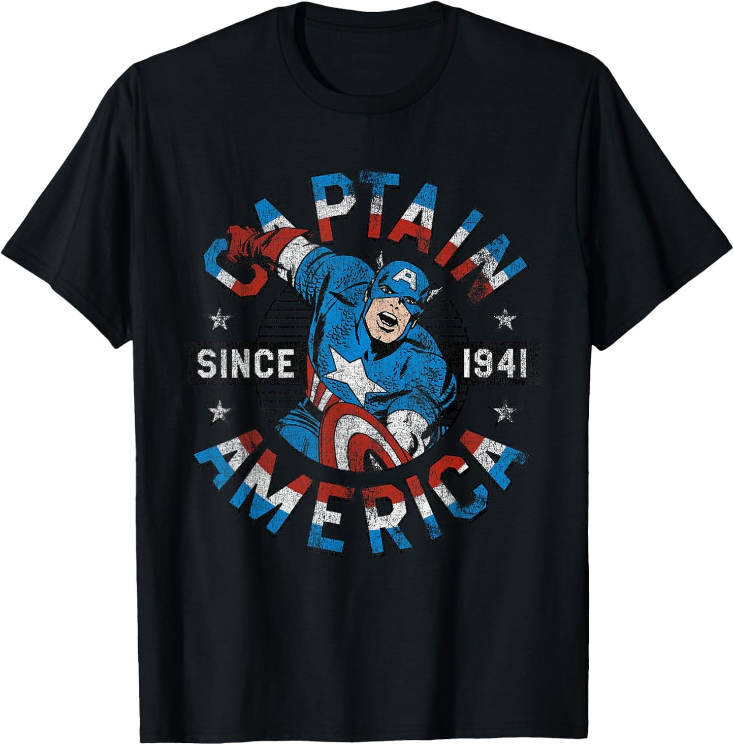 Marvel Avengers Vintage Captain America Comic Hero Since 41 T-Shirt - T-Shirt | Black