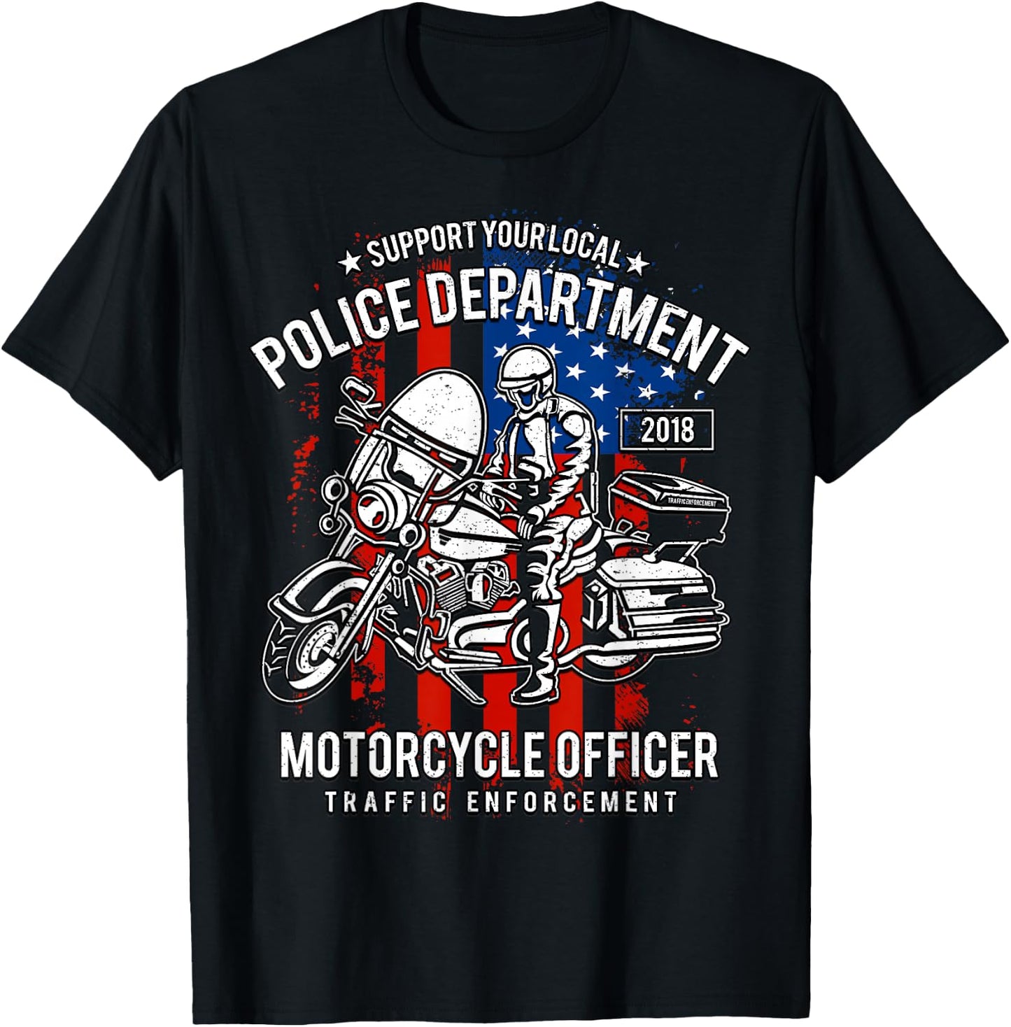 Police Motorcycle T-Shirt - T-Shirt | Black