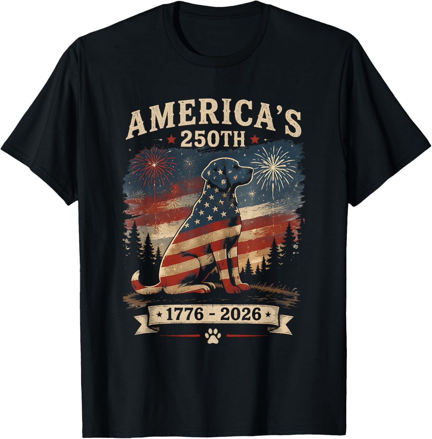 Labrador Retriever America's 250th Anniversary 1776 2026 T-Shirt - T-Shirt | Black