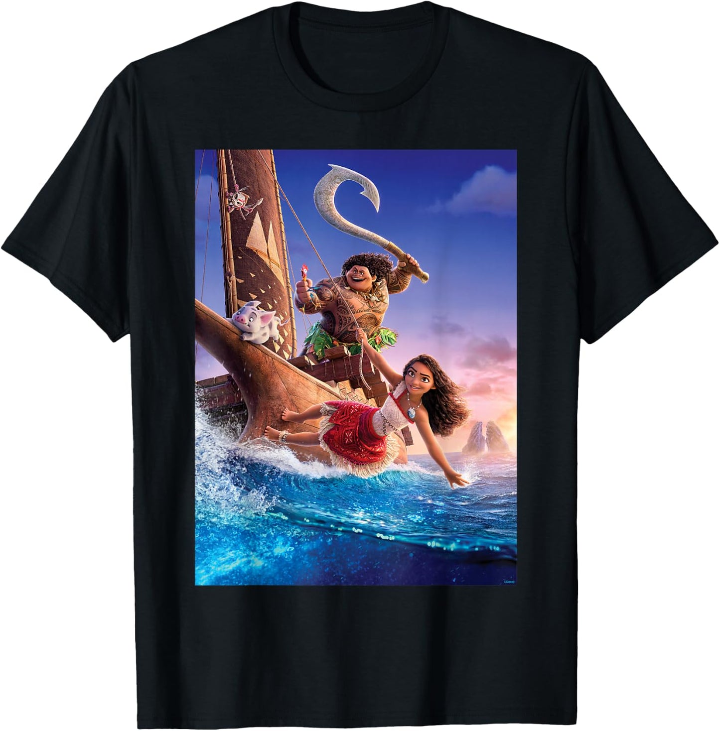 Disney Moana 2 Ocean Adventure Official Movie Teaser Poster T-Shirt - T-Shirt | Black