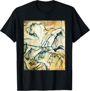 Lions From Chauvet Cave - Rock Art Petroglyph Archaeology T-Shirt - T-Shirt | Black