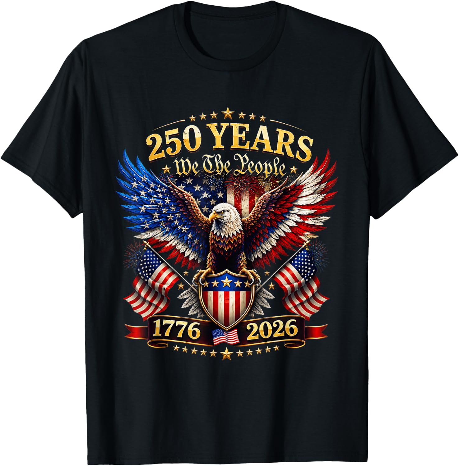 USA 250th Anniversary 4th of July 250 Anniversary USA T-Shirt - T-Shirt | Black