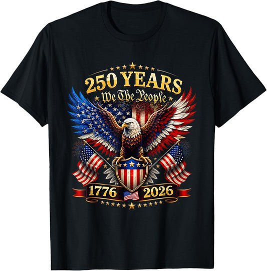 USA 250th Anniversary 4th of July 250 Anniversary USA T-Shirt - T-Shirt | Black