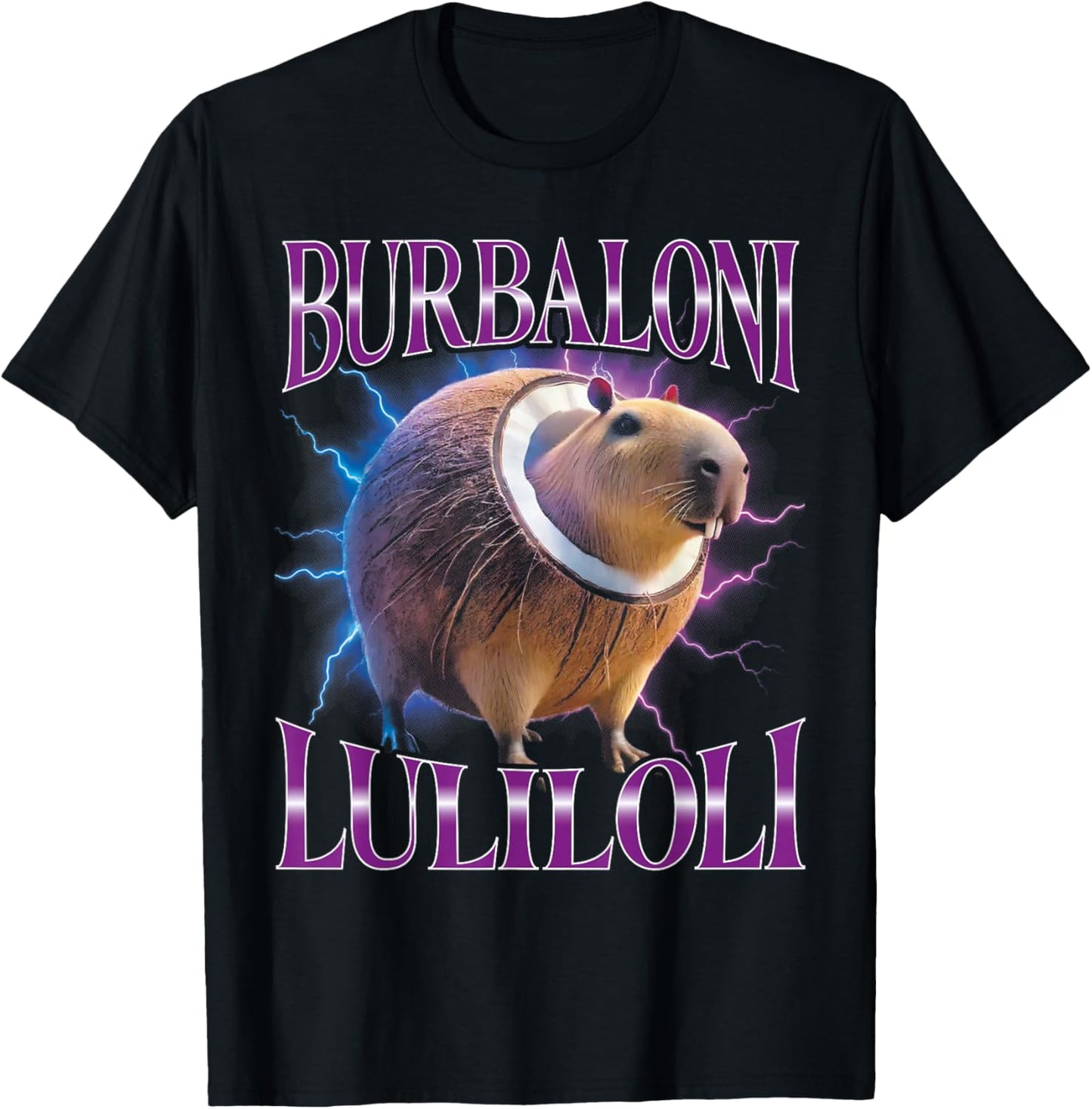 Surreal Italian Brainrot Meme Burbaloni Luliloli Funny T-Shirt - T-Shirt | Black