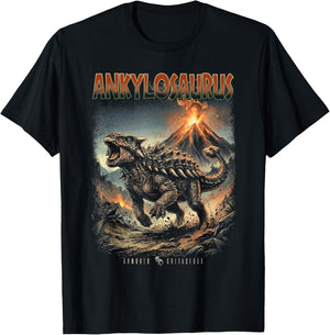 Vintage Ankylosaurus 90s Bootleg Dinosaur Prehistoric Dino T-Shirt - T-Shirt | Black