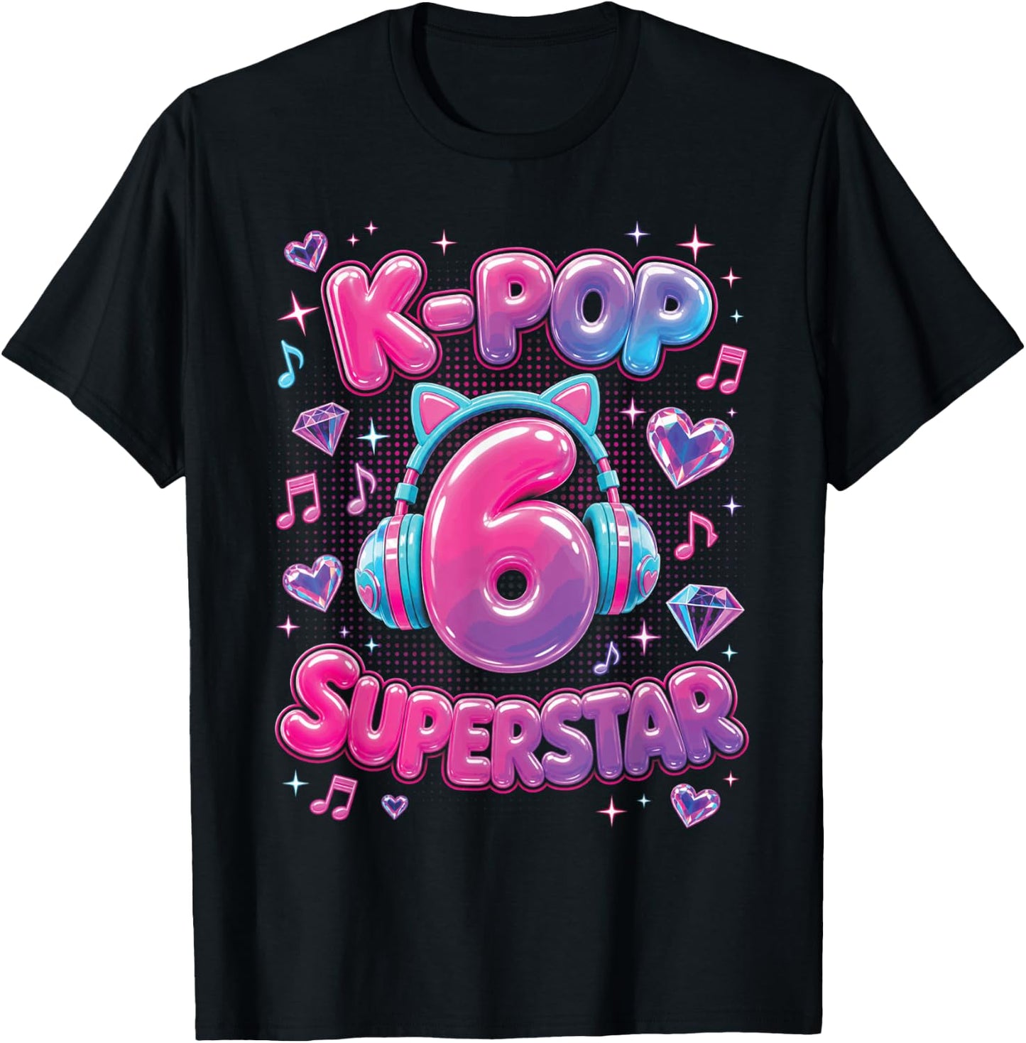 K-Pop 6th Birthday Girls 6 Year Old Girl T-Shirt - T-Shirt | Black
