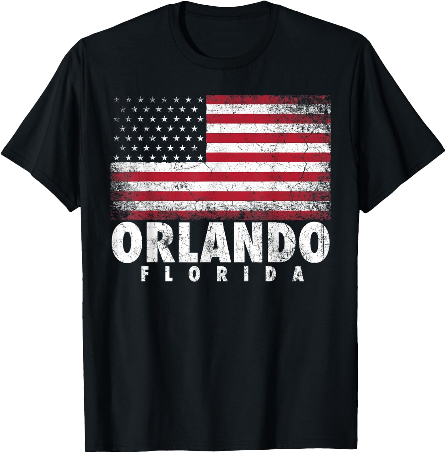 4th of July Gift Women Orlando Florida American Flag T-Shirt - T-Shirt | Black