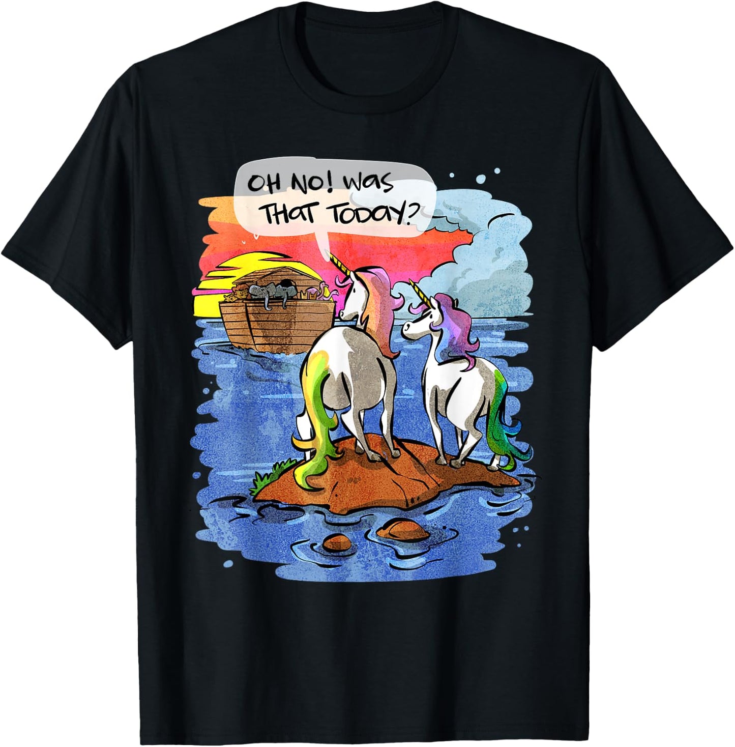 Noah Guy Unicorn Noahs Ark Gift Girls And Adults T-Shirt - T-Shirt | Black