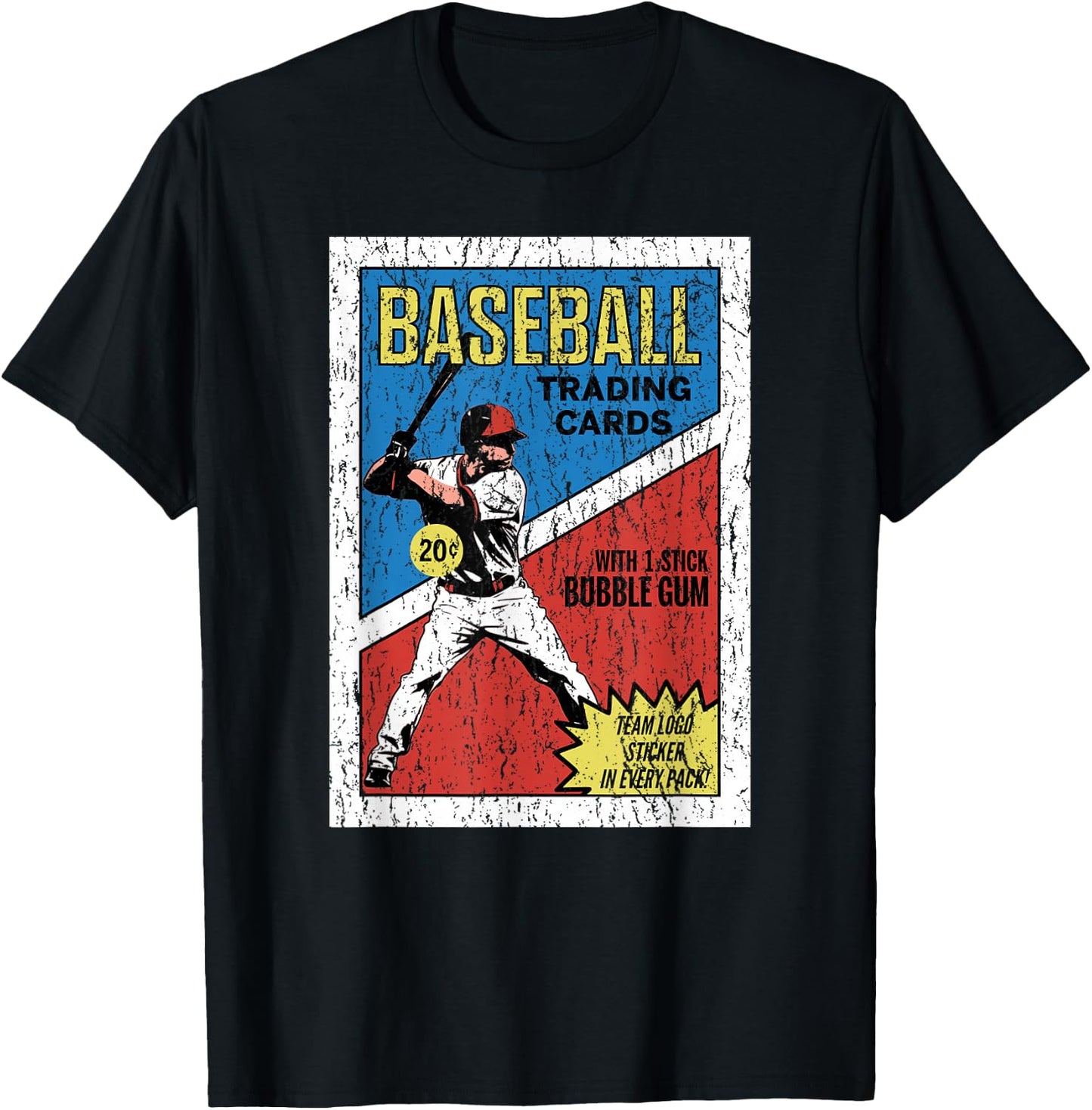 Retro Baseball Card Wrapper (Distressed) T-Shirt - T-Shirt | Black