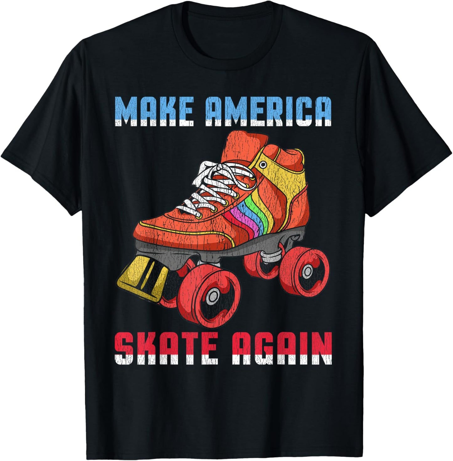 80's Rollerskates T Shirt Vintage Roller Skating Disco T-Shirt - T-Shirt | Black
