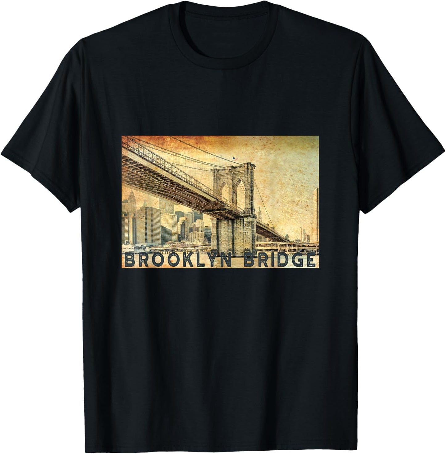 NY Brooklyn Bridge Connects Manhattan & Brooklyn Men Women T-Shirt - T-Shirt | Black