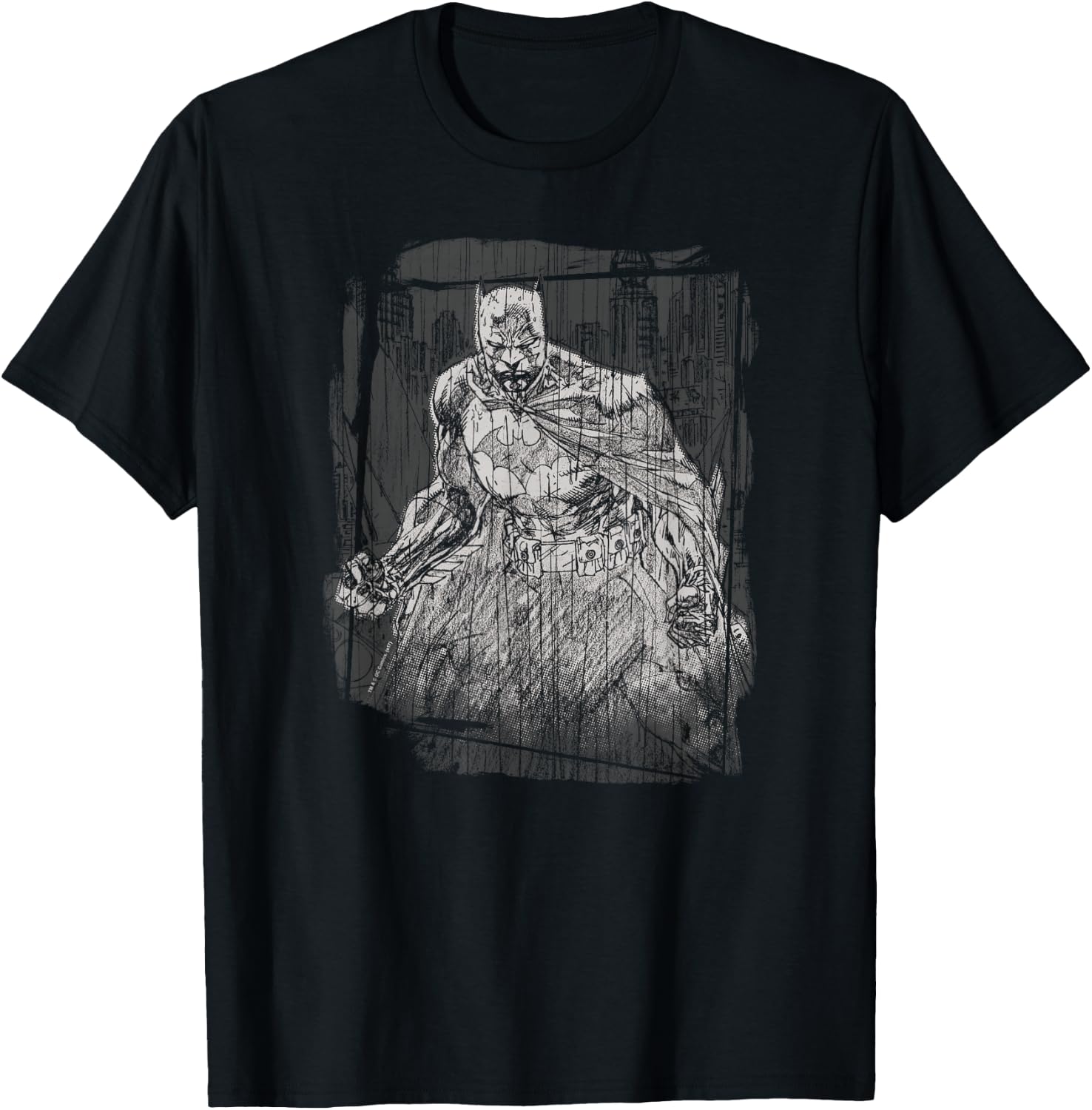 Batman Pencilled Rain T-Shirt - T-Shirt | Black