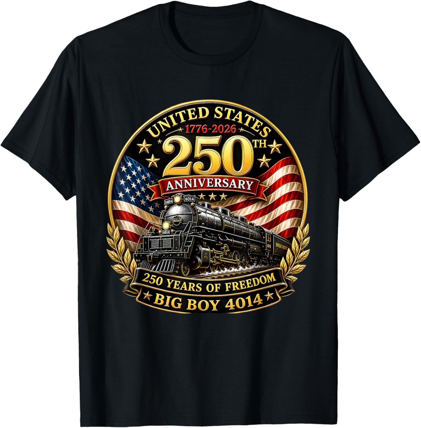 Big Boy 4014 Vintage 250 Steam Locomotive Railroad Train T-Shirt - T-Shirt | Black