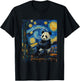 Cute Panda Bear Van Gogh Style Starry Night Graphic T-Shirt - T-Shirt | Black
