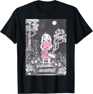 Creepy Chainsaw Bunny Goth Gothic Halloween Horror Darkness T-Shirt - T-Shirt | Black