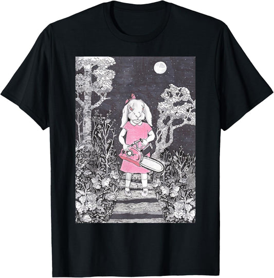 Creepy Chainsaw Bunny Goth Gothic Halloween Horror Darkness T-Shirt - T-Shirt | Black