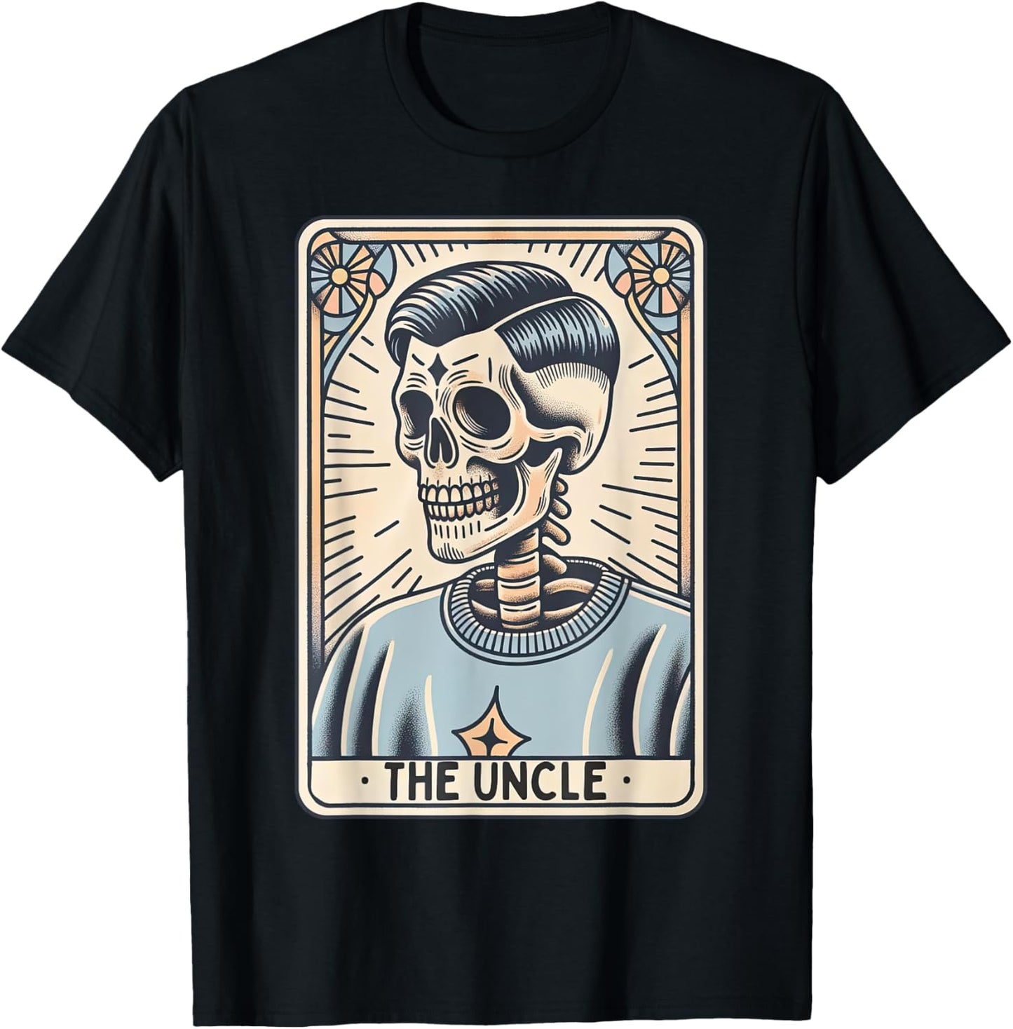 Retro Male Skeleton Uncle Tarot Card Pregnancy Announcement T-Shirt - T-Shirt | Black