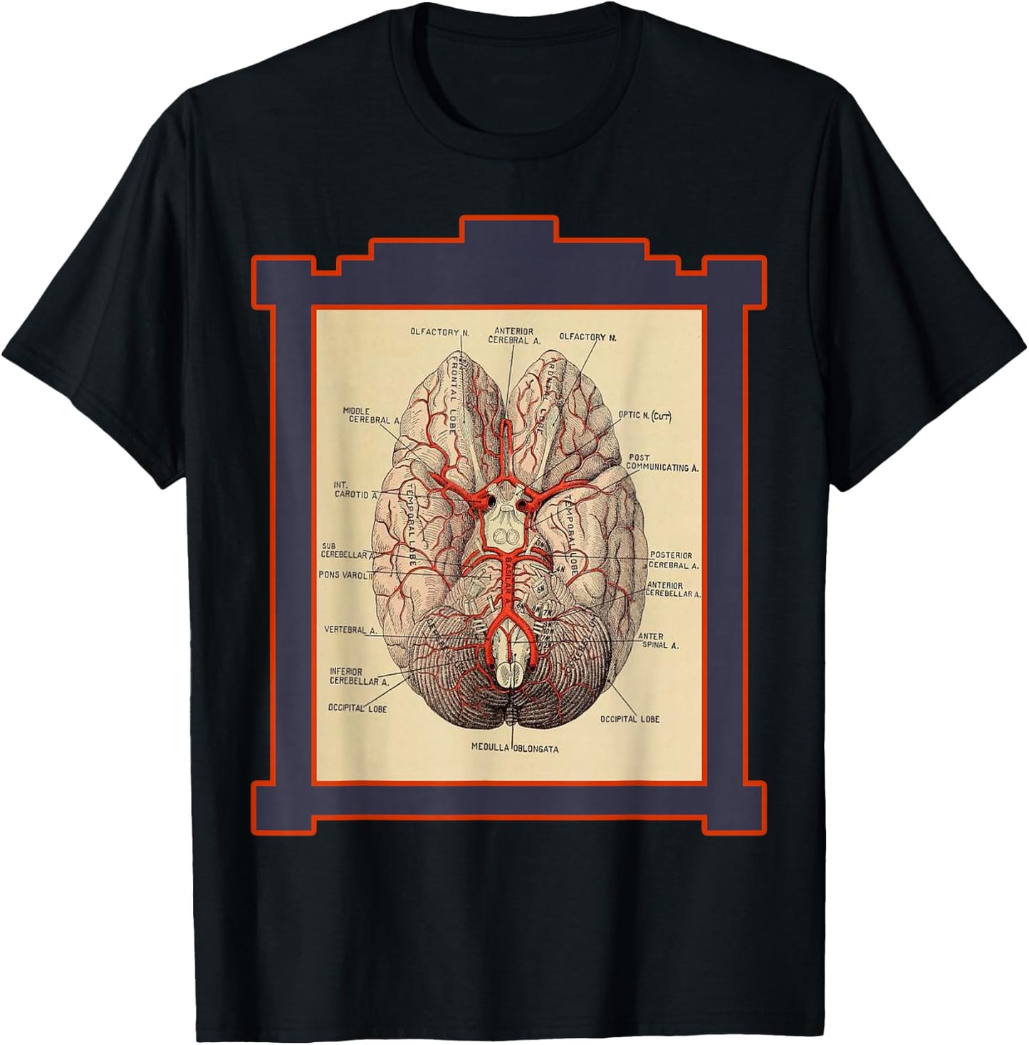 Vintage Human Brain Anatomy Diagram T-Shirt - T-Shirt | Black