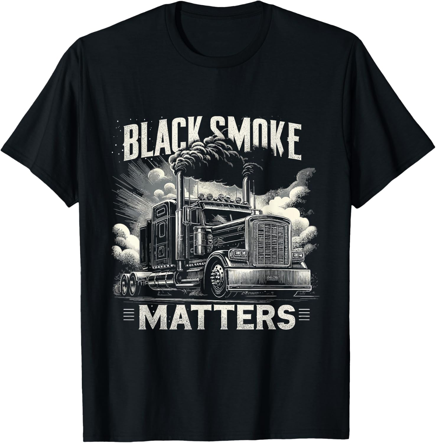 Smoke Matters Funny Truck Driver Trucking Dads T-Shirt - T-Shirt | Black