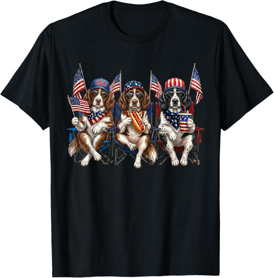 250 Years of Freedom English Springer Spaniel Dog 1776-2026 T-Shirt - T-Shirt | Black