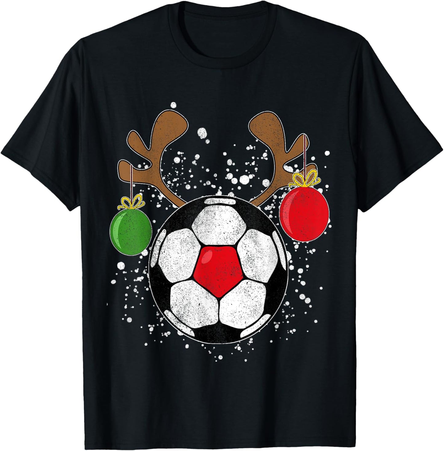 Funny Reindeer Soccer Christmas Rednose Pajama Shirt T-Shirt - T-Shirt | Black