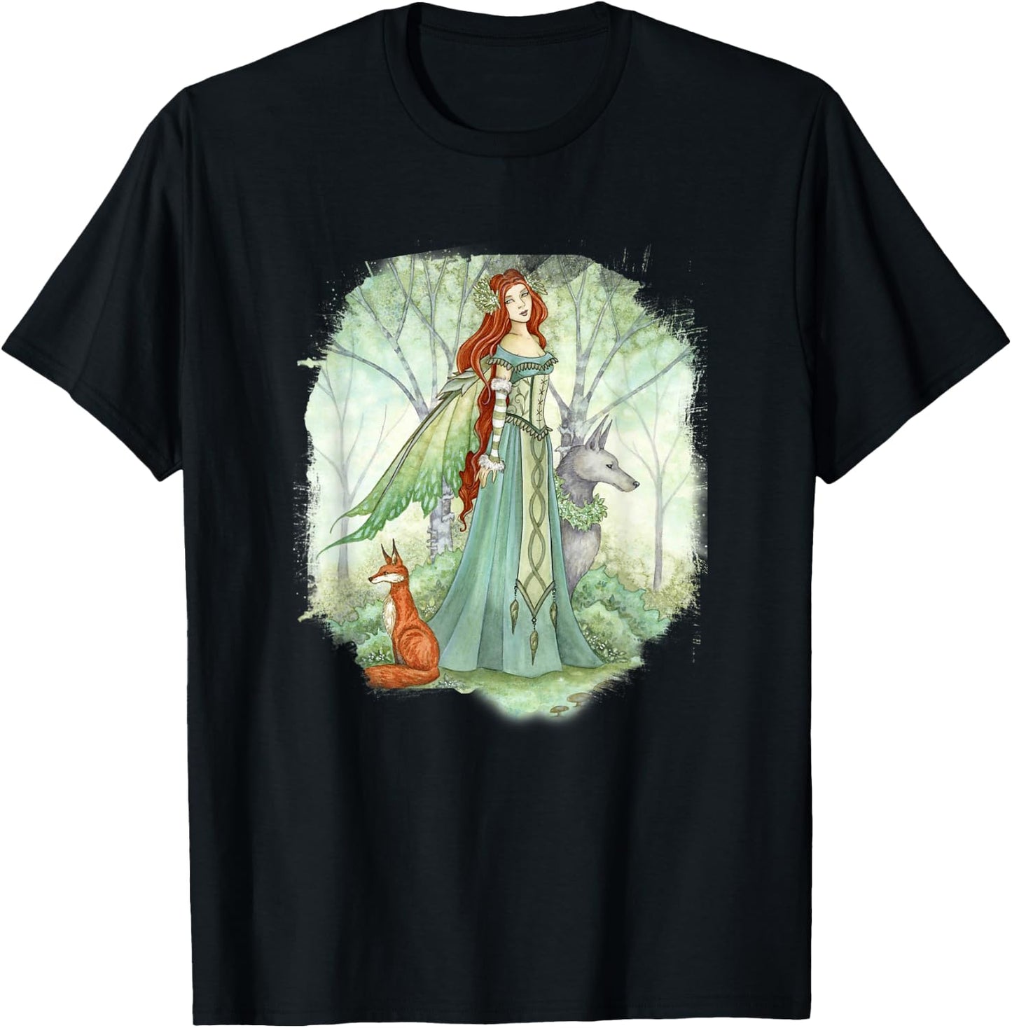 Amy Brown Art, Woodland Guardian, Faery Fairy Queen T-Shirt - T-Shirt | Black