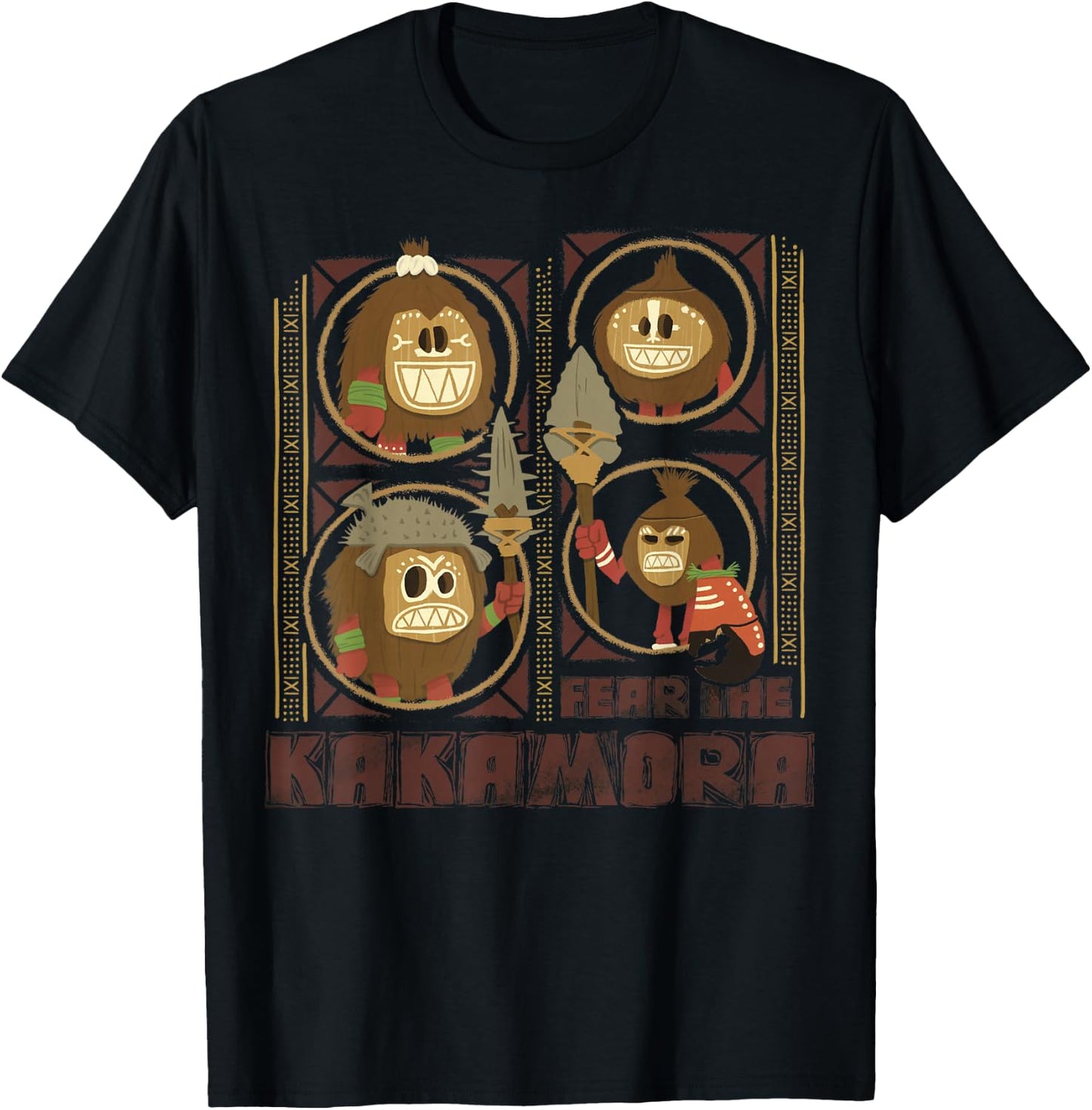 Disney Moana Fear the Kakamora Tiki Style Group Portrait T-Shirt - T-Shirt | Black