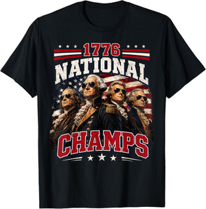 1776 National Champs Funny Patriotic America Founding Father T-Shirt - T-Shirt | Black