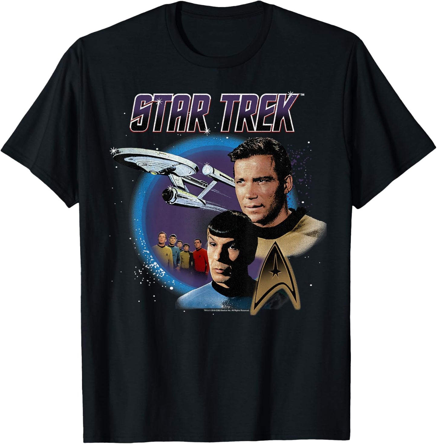 Star Trek Original Series Vintage Enterprise T-Shirt - T-Shirt | Black