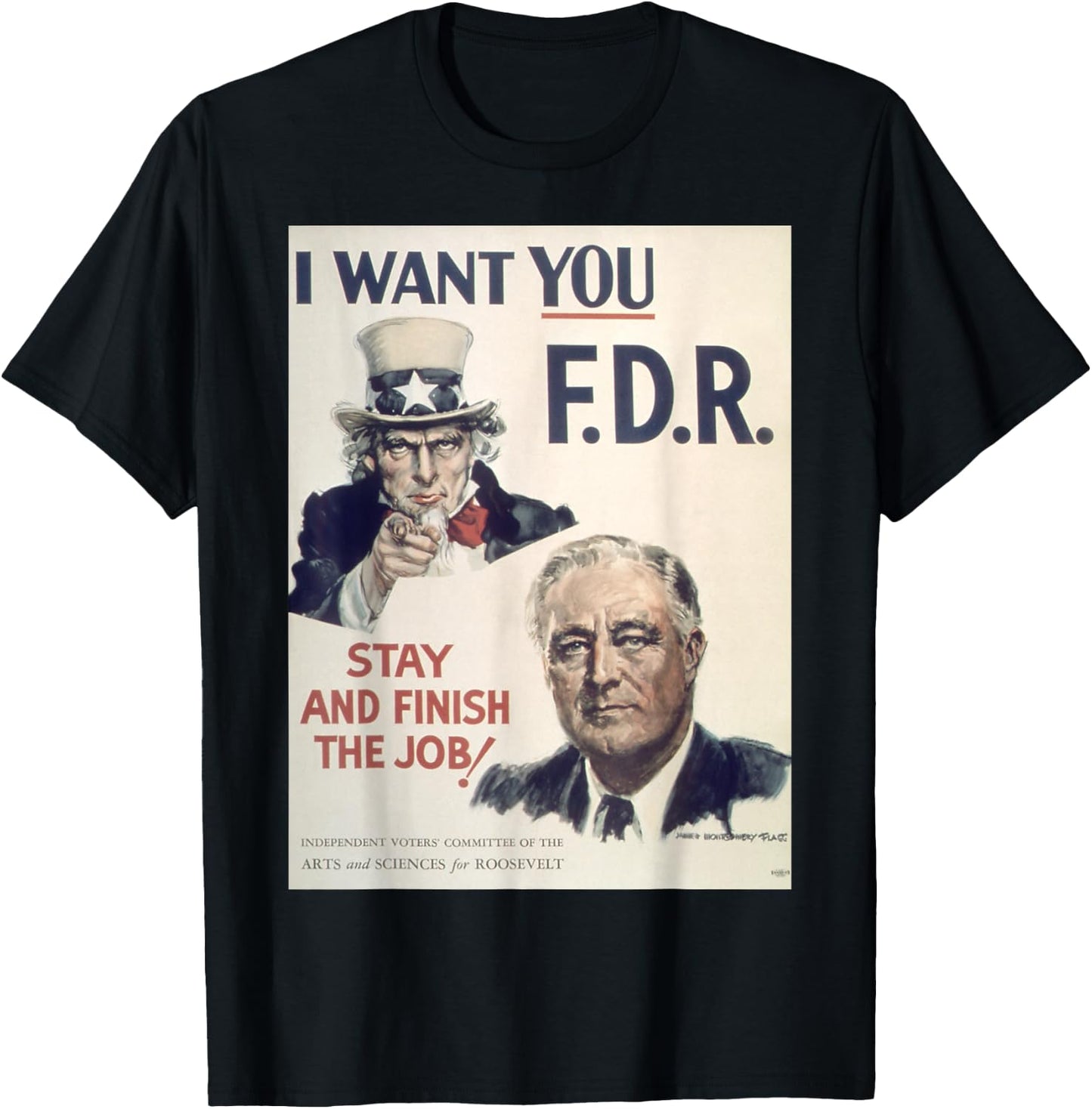 Vintage poster - I Want You FDR Retro T-Shirt - T-Shirt | Black