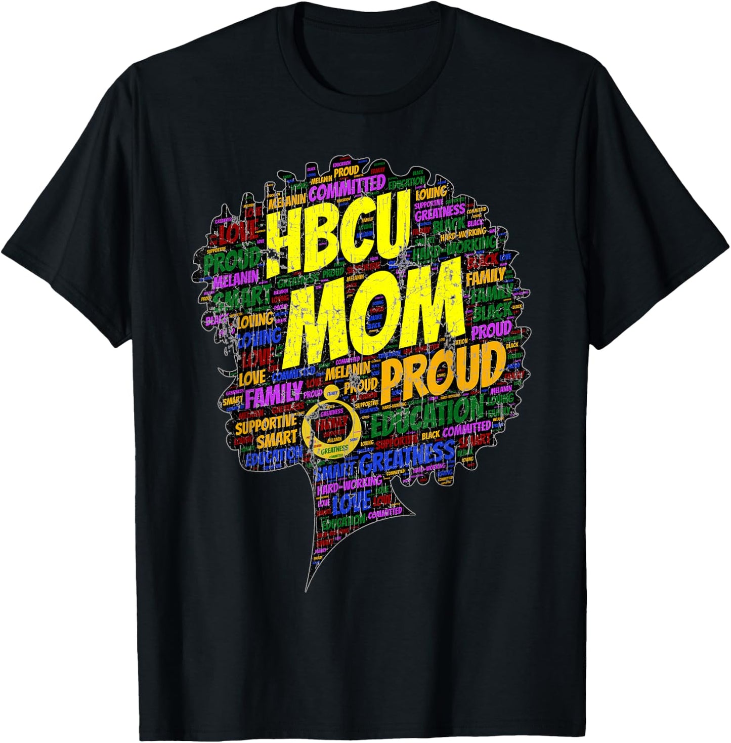 HBCU Mom Parent Graduation Afro Vintage T-Shirt - T-Shirt | Black