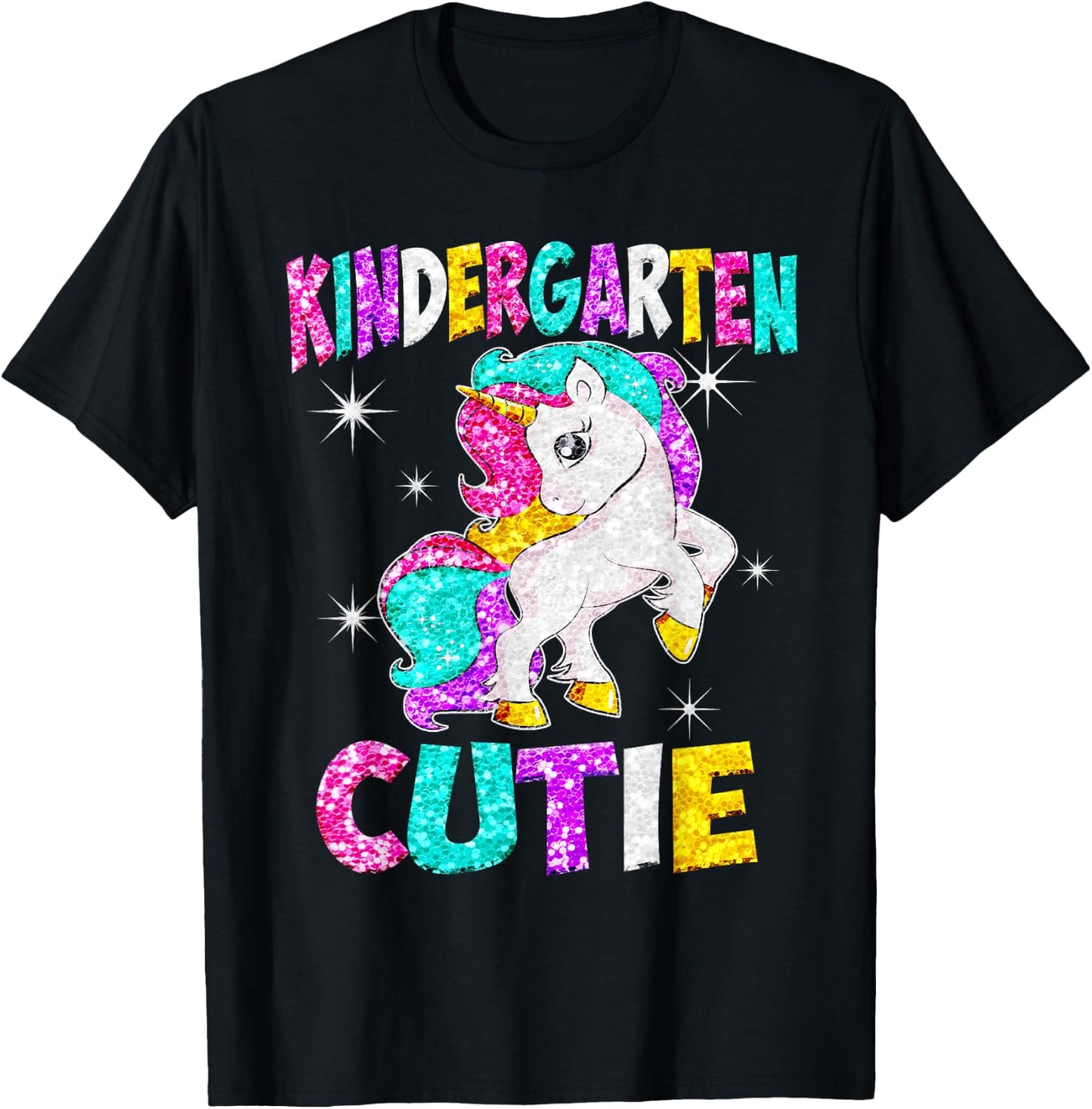 Kindergarten Cutie Unicorn Back to School T-Shirt - T-Shirt | Black