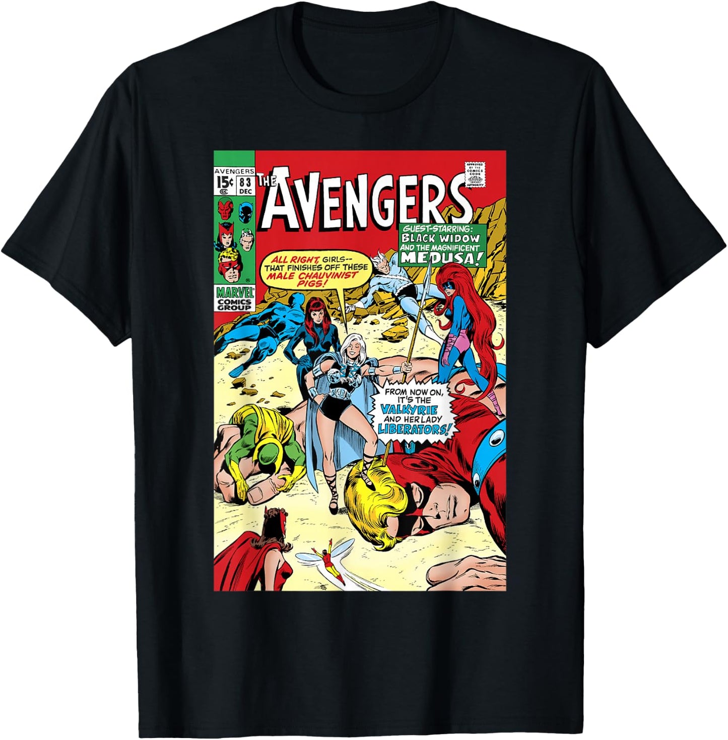Marvel Valkyrie And Her Lady Liberators Comic Cover T-Shirt - T-Shirt | Black