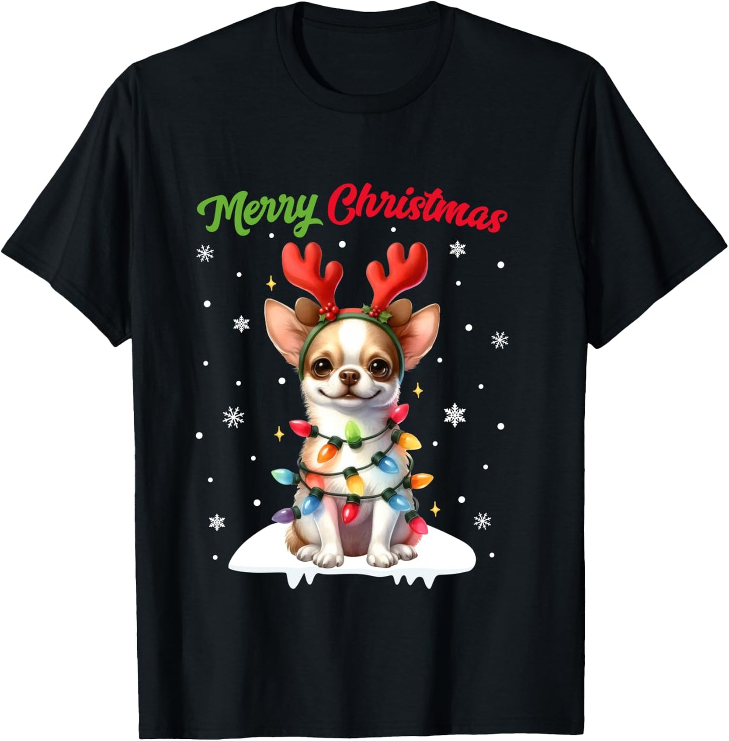 Christmas Pajamas Men Women Kids Christmas Chihuahua Dog T-Shirt - T-Shirt | Black