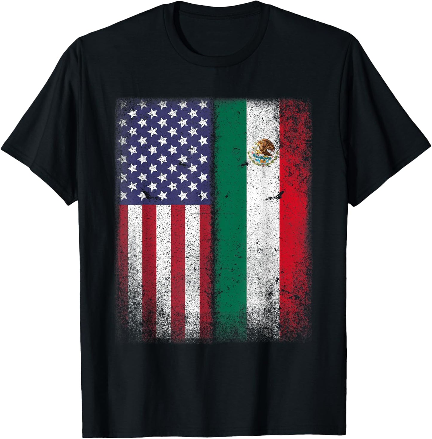 Mexican American Flag Mexico USA Mexicana Mexicano T-Shirt - T-Shirt | Black