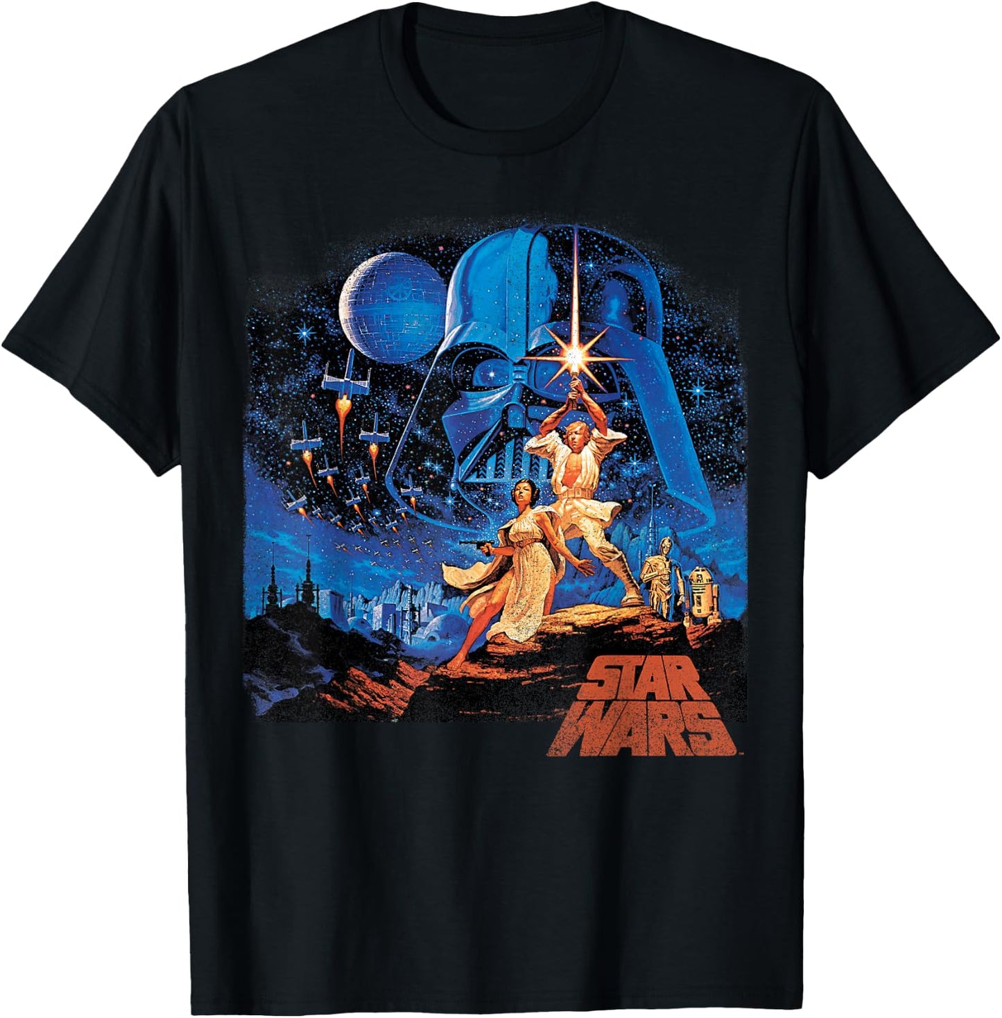 Star Wars A New Hope Classic Vintage Luke Skywalker Poster T-Shirt - T-Shirt | Black