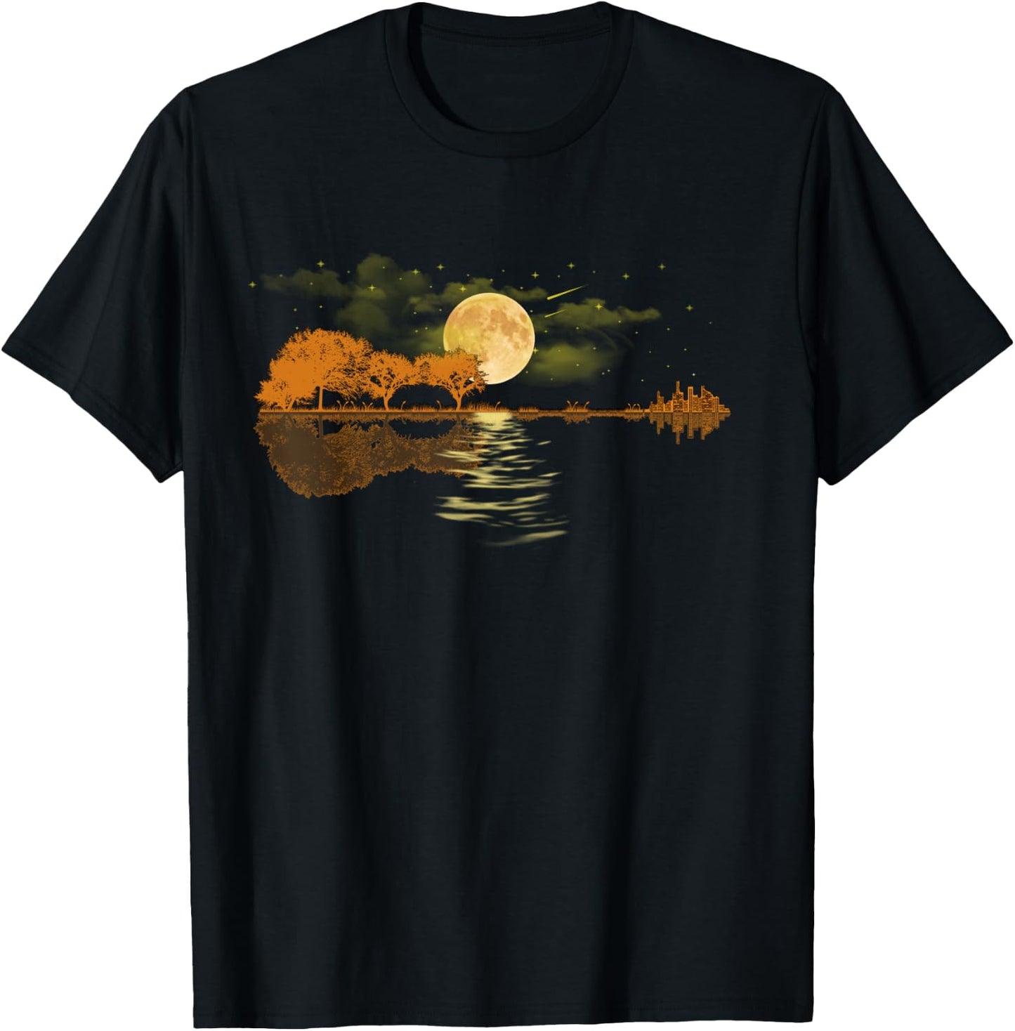 Acoustic Guitar Lake Player Nature, Birthday T-Shirt - T-Shirt | Black