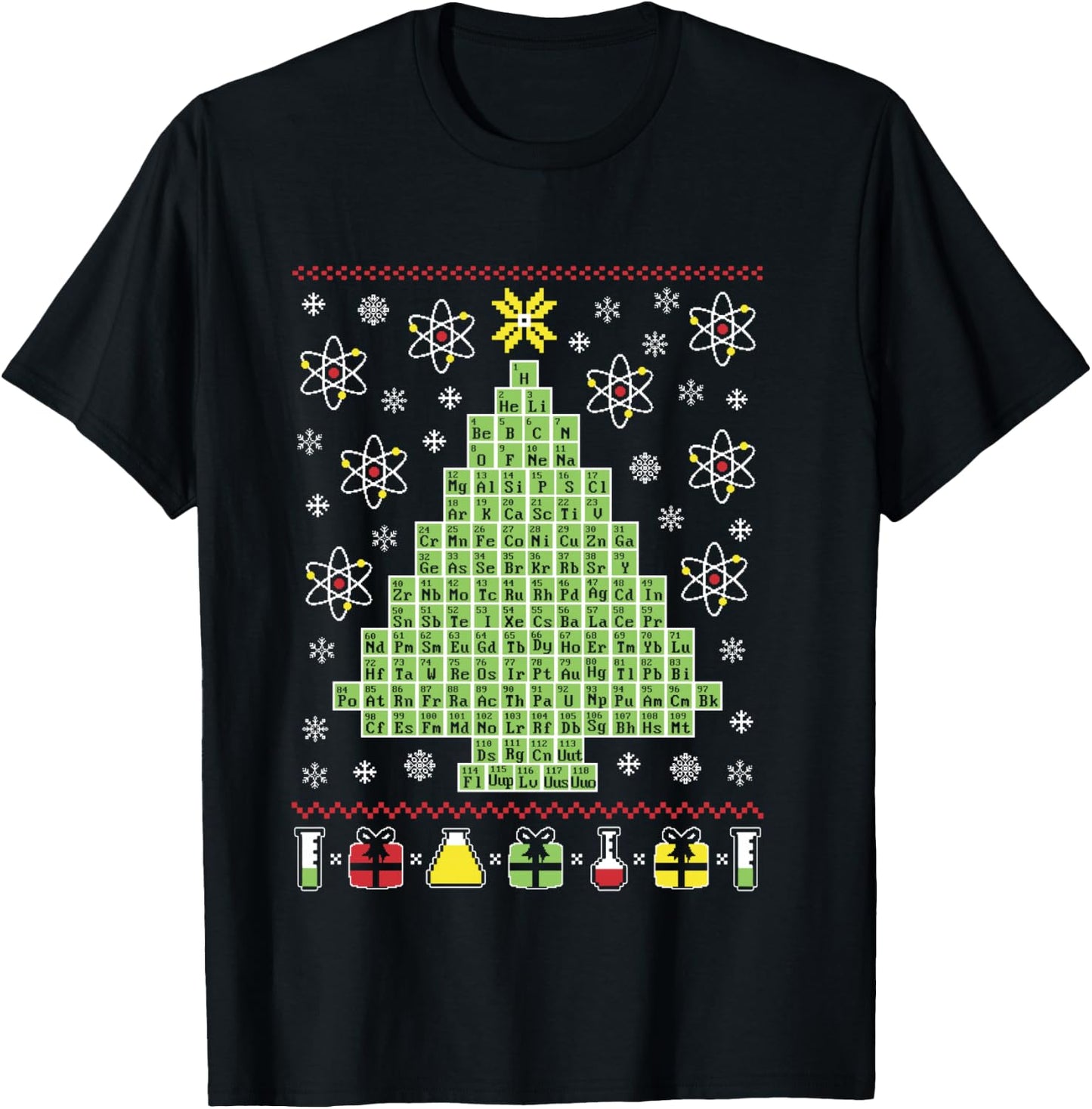 Chemistry Periodic Table Science - Ugly Christmas Sweater T-Shirt - T-Shirt | Black